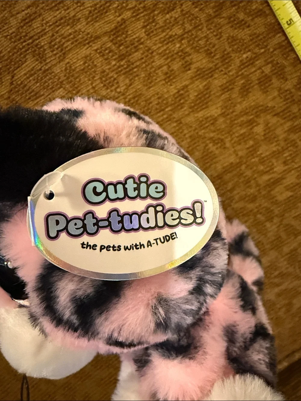 Pink and Black Leopard Plush Small Pet Toy - Soft Cuddly Companion